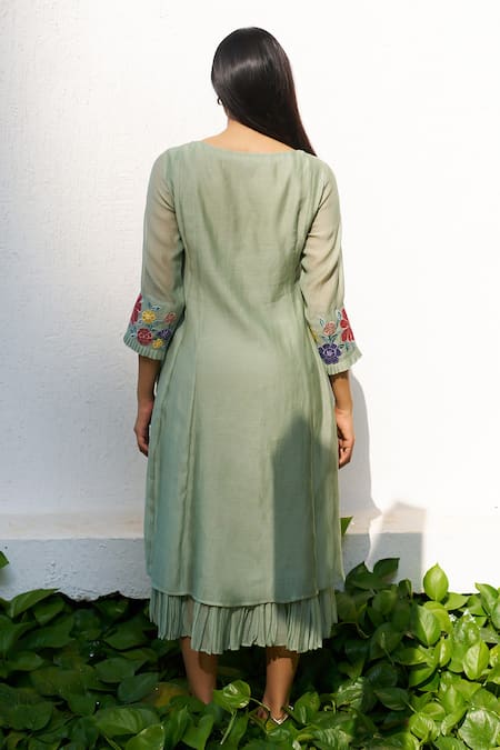 Purple Patch Mogra Embroidered Midi Dress 