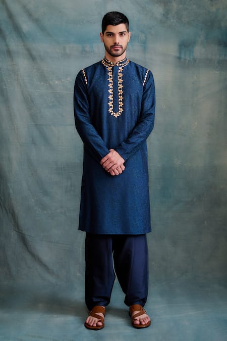 Krishna Mehta Tonal Resham Embroidered Kurta With Salwar 