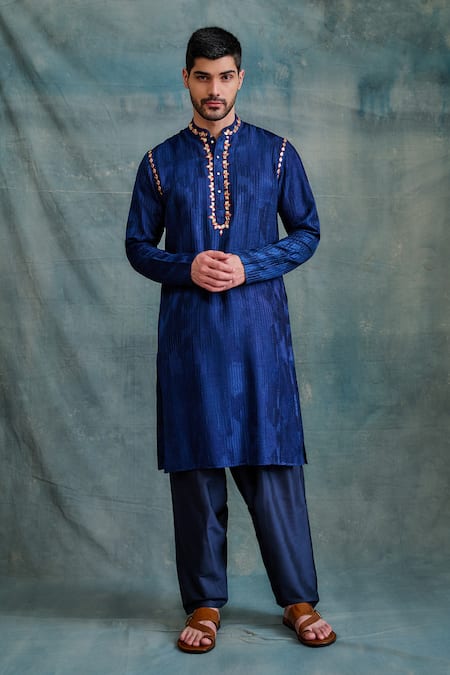 Krishna Mehta Resham Tonal Embroidered Kurta With Salwar 