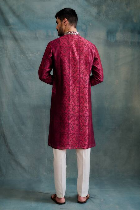Krishna Mehta Tonal Block Print Kurta With Pant 