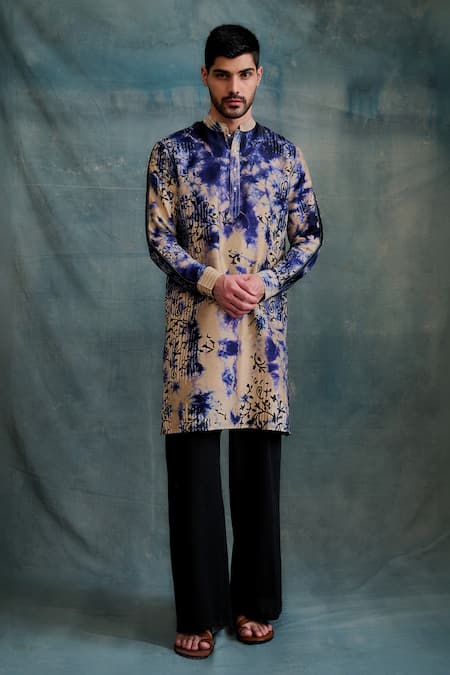 Krishna Mehta Block Print Shaded Kurta With Pant 