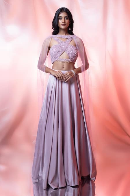 Jiya By Veer Design Studio Solid Lehenga Set With Choker Dupatta 