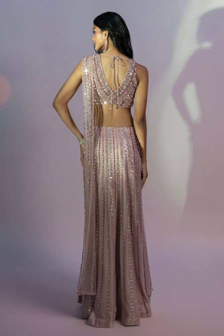 Jiya By Veer Design Studio Hand Embroidered Pre-Draped Saree With Blouse 