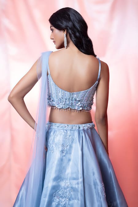 Jiya By Veer Design Studio Floral Hand Embroidered Lehenga Set 