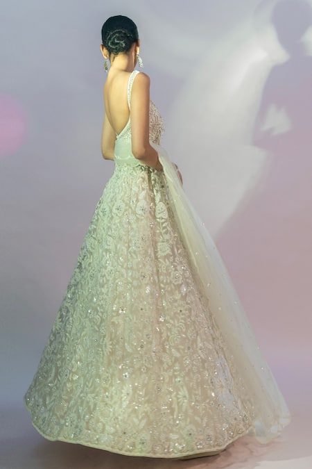 Jiya By Veer Design Studio Floral Hand Embroidered Anarkali Lehenga Set 