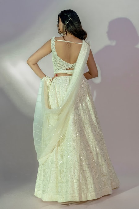 Jiya By Veer Design Studio Tonal Thread Embroidered Bridal Lehenga Set 