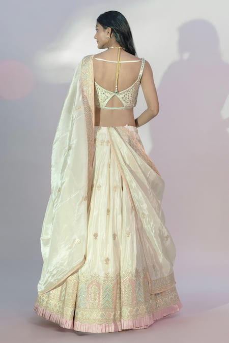 Jiya By Veer Design Studio Foil Embroidered Floral Lehenga Set 