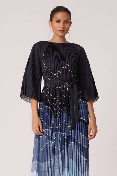 Buy Scarlet Sage Blue Polyester Boat Neck Ariel Print Maxi Dress Online at Aza Fashions Buy_Scarlet Sage_Blue Polyester Boat Neck Ariel Print Maxi Dress_Online_at_Aza_Fashions