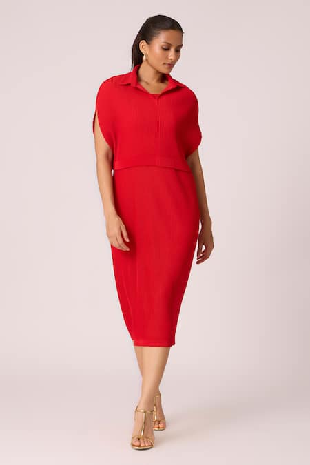 Scarlet Sage Josie Pleated Dress With Cape 