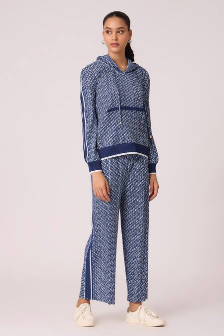 Scarlet Sage Blue Polyester Embroidery Halter Neck Rae Floral Printed Top With Pant at Aza Fashions Scarlet Sage_Blue Polyester Embroidery Halter Neck Rae Floral Printed Top With Pant_at_Aza_Fashions