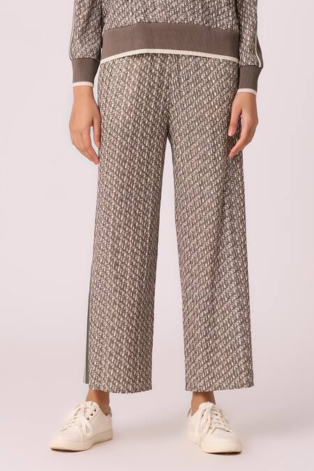 Buy_Scarlet Sage_Brown Polyester Rae Printed Top With Pant_Online_at_Aza_Fashions