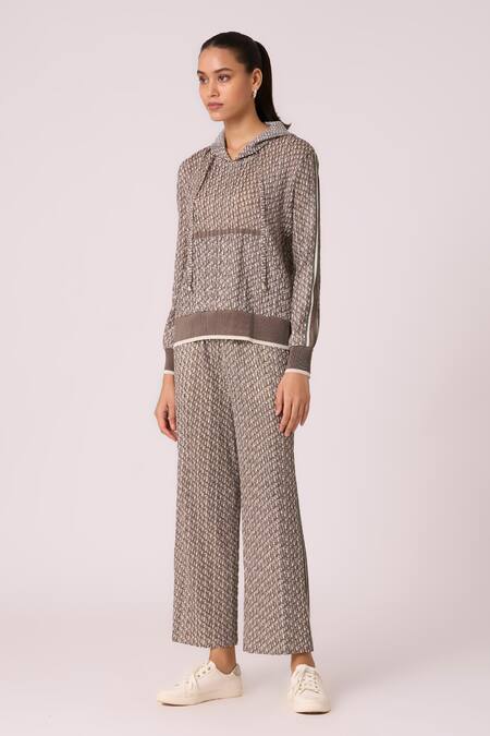 Shop_Scarlet Sage_Brown Polyester Rae Printed Top With Pant_Online_at_Aza_Fashions