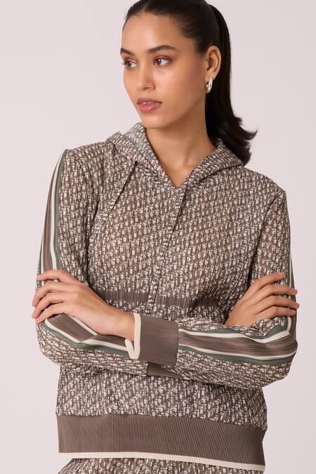 Buy_Scarlet Sage_Brown Polyester Rae Printed Top With Pant