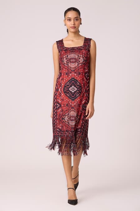 Scarlet Sage Sash Printed Dress 