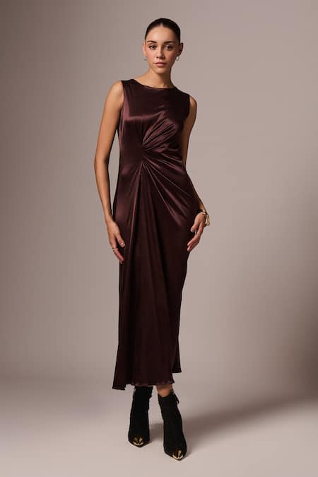 Emblaze Solid Ruched Dress 