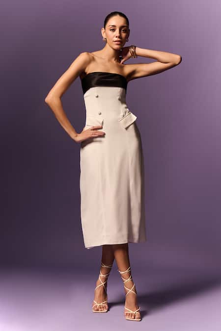 Emblaze Contrast Neck Panel Dress 