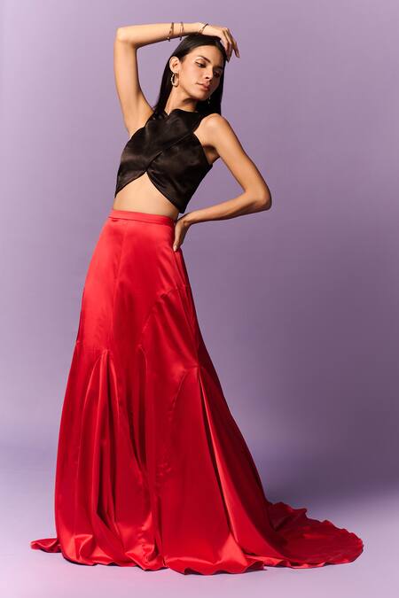 Shop_Emblaze_Black Viscose Halter Neck Solid Crop Top_Online_at_Aza_Fashions