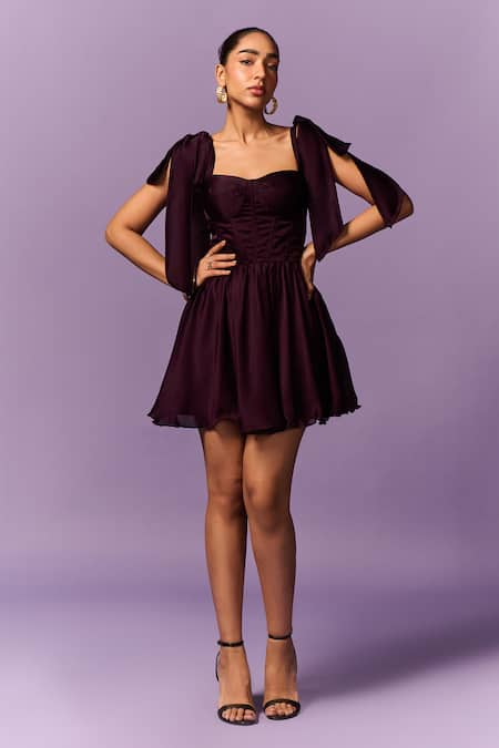 Emblaze Solid Tie-Up Dress 