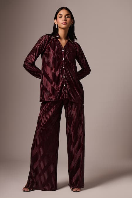 Emblaze Pleated Shirt & Pant Set 