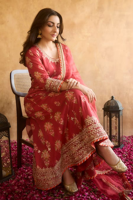 Gopi Vaid Soha Floral Print Anarkali Churidar Set 