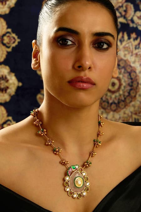 Joules By Radhika Parrot Motif Beaded Chain Pendant Necklace 