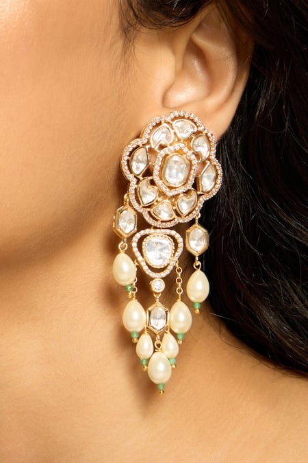 Shop Joules By Radhika White Pearls Essence Danglers at Aza Fashions Shop_Joules By Radhika_White Pearls Essence Danglers _at_Aza_Fashions