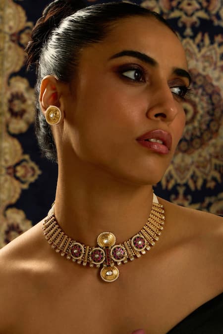 Joules By Radhika Temple Rajwadi Fusion Necklace Set 