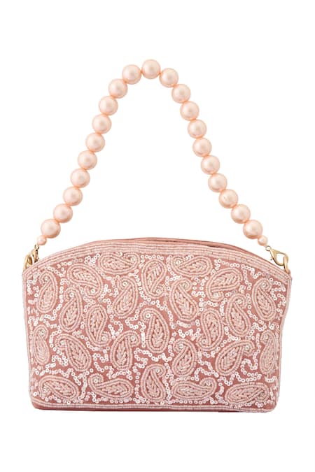 Boxwish By Bhumika Pink Tonal Sequin Paisley Embroidered Bag 