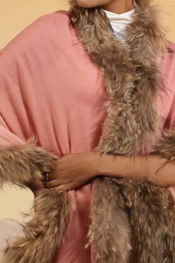 Buy_Dusala_Peach Margaux Cashmere Fine Wool Ombre Fur Stole _Online_at_Aza_Fashions