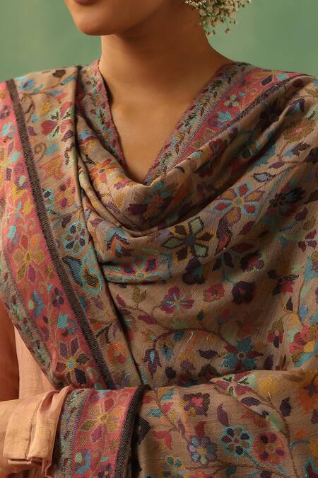Dusala_Multi Color Shanaya Cashmere Stole _Online_at_Aza_Fashions