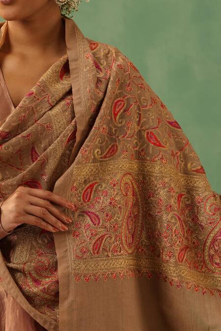 Dusala Beige Naina Cashmere Stole Online at Aza Fashions Dusala_Beige Naina Cashmere Stole _Online_at_Aza_Fashions