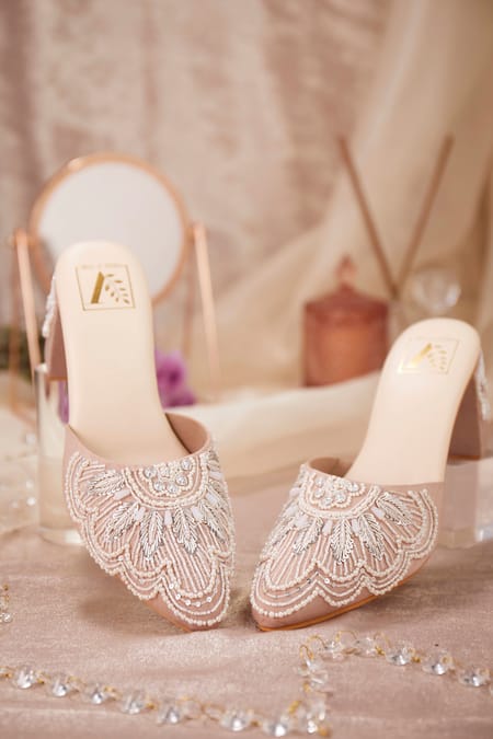 House of Vian Estelle Geometric Embroidered Mule Heels 