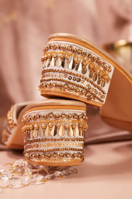 Buy House Of Vian Gold Sequins, Beads Pariza Embellished Mule Heels Online at Aza Fashions Buy_House Of Vian_Gold Sequins, Beads Pariza Embellished Mule Heels _Online_at_Aza_Fashions