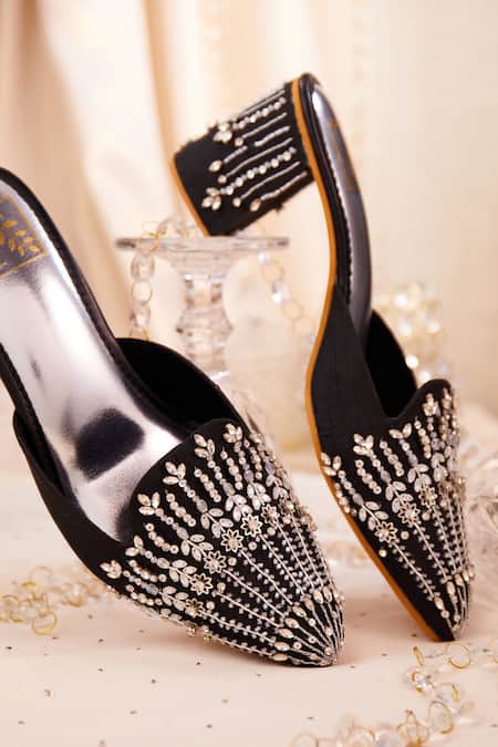 House Of Vian Sitarah Crystal Embroidered Mule Heels 