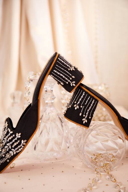 Buy House Of Vian Black Crystals, Sequins Sitarah Embroidered Mule Heels Online at Aza Fashions Buy_House Of Vian_Black Crystals, Sequins Sitarah Embroidered Mule Heels _Online_at_Aza_Fashions