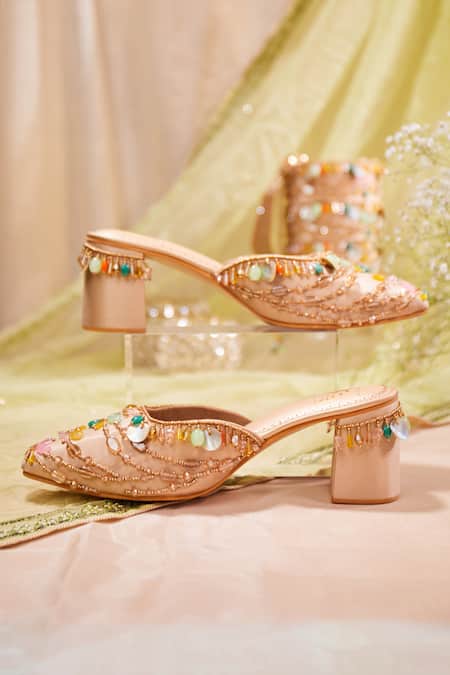House Of Vian Multi Color Crystals, Stones, Beads Zubeda Embroidered Mule Heels Online at Aza Fashions House Of Vian_Multi Color Crystals, Stones, Beads Zubeda Embroidered Mule Heels _Online_at_Aza_Fashions