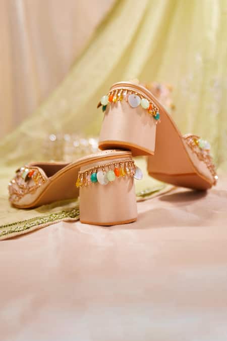 Buy House Of Vian Multi Color Crystals, Stones, Beads Zubeda Embroidered Mule Heels Online at Aza Fashions Buy_House Of Vian_Multi Color Crystals, Stones, Beads Zubeda Embroidered Mule Heels _Online_at_Aza_Fashions