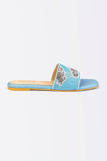 House Of Prisca Blue Cutdana Bead Embroidered Flats Online at Aza Fashions House Of Prisca_Blue Cutdana Bead Embroidered Flats_Online_at_Aza_Fashions