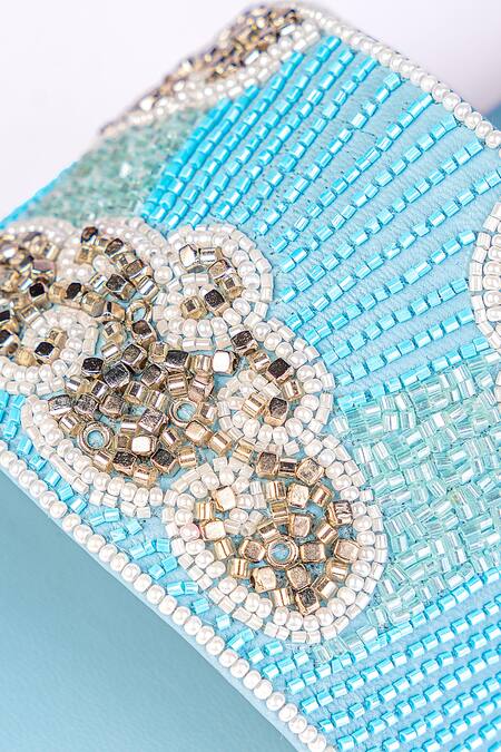 Buy House Of Prisca Blue Cutdana Bead Embroidered Flats Online at Aza Fashions Buy_House Of Prisca_Blue Cutdana Bead Embroidered Flats_Online_at_Aza_Fashions