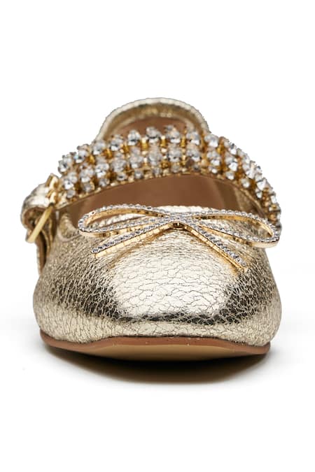 Dang Shoes Gold Sylvie Double Strap Metallic Ballerina Flats Online at Aza Fashions Dang Shoes_Gold Sylvie Double Strap Metallic Ballerina Flats _Online_at_Aza_Fashions
