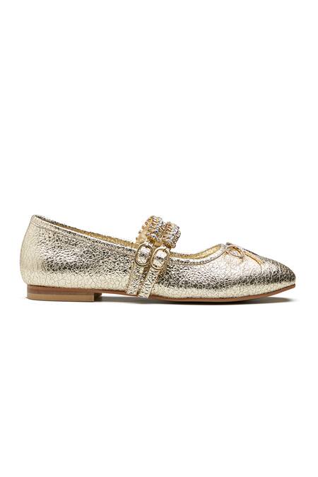 Buy Dang Shoes Gold Sylvie Double Strap Metallic Ballerina Flats Online at Aza Fashions Buy_Dang Shoes_Gold Sylvie Double Strap Metallic Ballerina Flats _Online_at_Aza_Fashions