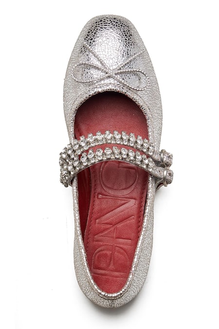 Dang Shoes Sylvie Metallic Double Strap Ballerina Flats 
