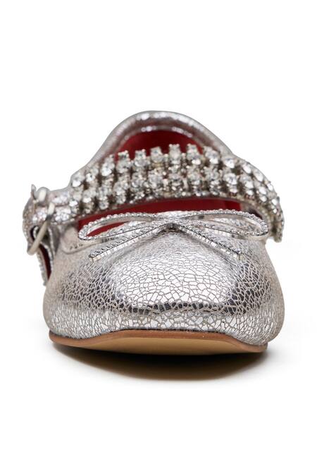 Dang Shoes Silver Sylvie Metallic Double Strap Ballerina Flats Online at Aza Fashions Dang Shoes_Silver Sylvie Metallic Double Strap Ballerina Flats _Online_at_Aza_Fashions