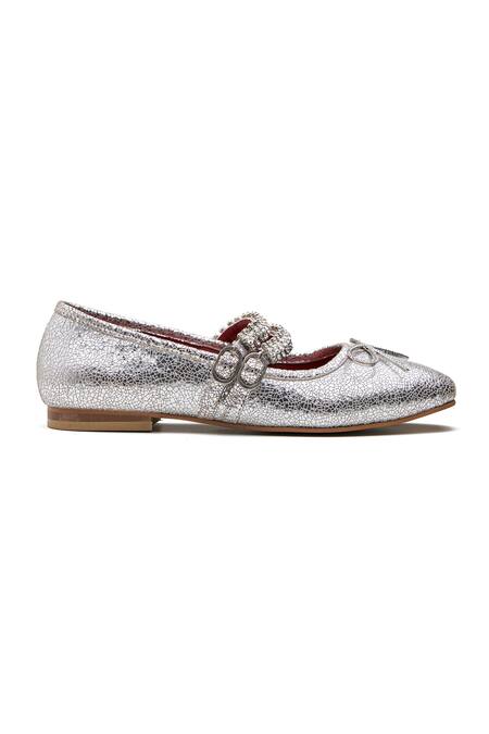 Buy Dang Shoes Silver Sylvie Metallic Double Strap Ballerina Flats Online at Aza Fashions Buy_Dang Shoes_Silver Sylvie Metallic Double Strap Ballerina Flats _Online_at_Aza_Fashions