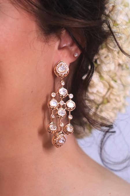 Studio6 Jewels Kundan Embellished Layered Earrings 