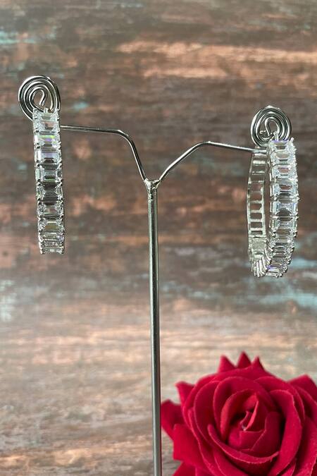 Studio6 Jewels_Silver Plated Zari Zirconia Studded Hoops _Online_at_Aza_Fashions