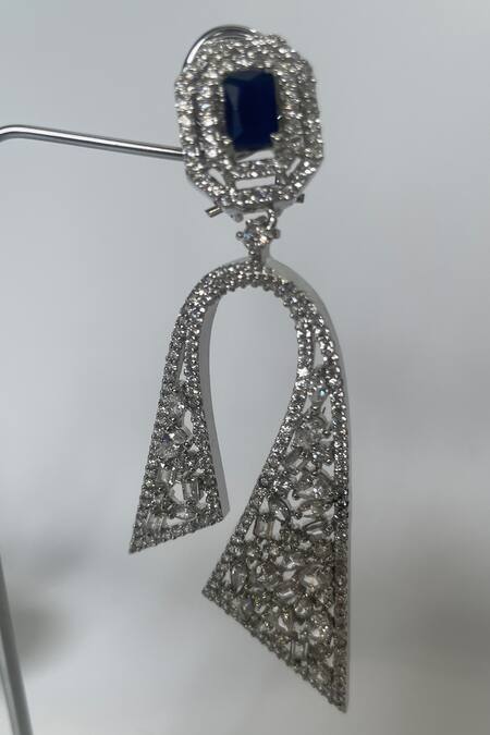 Studio6 Jewels_Silver Plated Stones Embellished Danglers _Online_at_Aza_Fashions