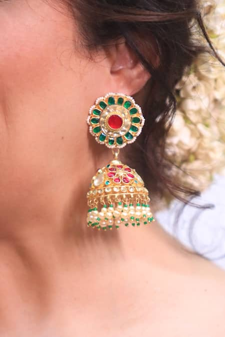 Studio6 Jewels Kundan Embellished Jhumkas 