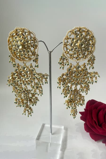 Studio6 Jewels Gold Plated Stone Embellished Floral Chaandbalis 