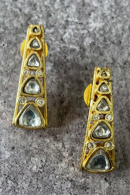 Studio6 Jewels_Gold Plated Pearls, Stones Studded Scallop Choker Set _Online_at_Aza_Fashions